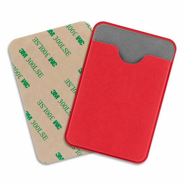 Чехол для пропуска клеевой на телефон для карт ЭКО кожа красный