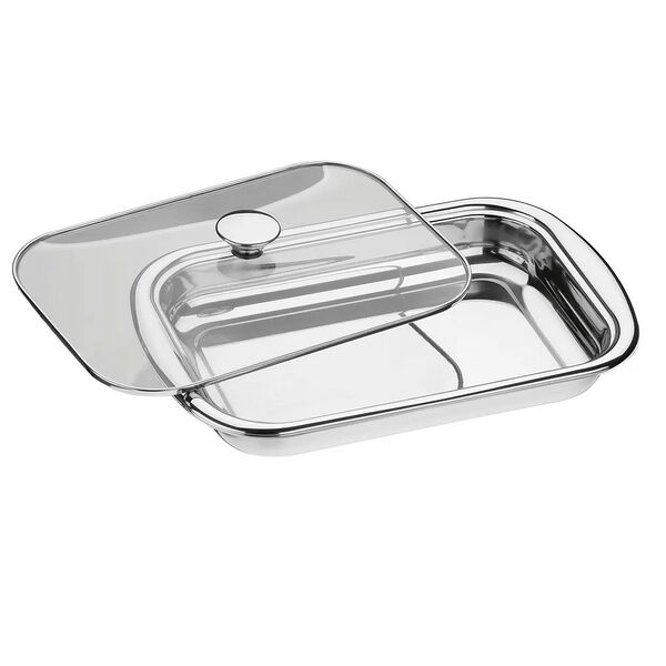 Форма для запекания Tramontina с крышкой, 38х25 см, нерж. сталь
