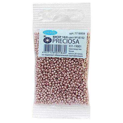 (18192) 331-19001-10/0 Бисер solgel металлик 10/0, круг.отв., 20гр Preciosa,упак