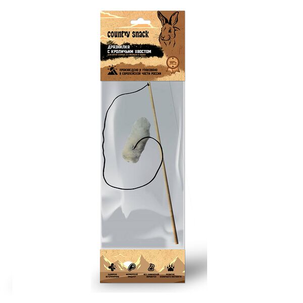 Country snack лакомство-дразнилка с кроличьим хвостом для кошек 10 г.