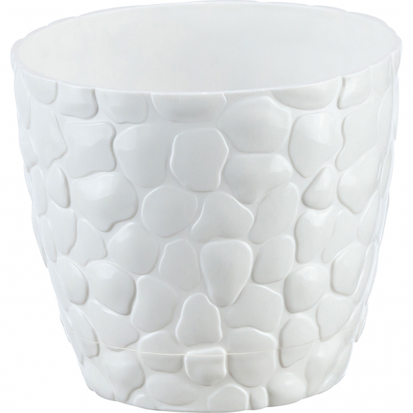 Кашпо для цветов Idea Камни d=26см, 8л, цвет белый