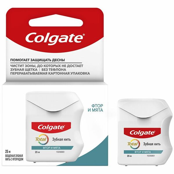 Зубная лента Colgate Total с фтором и мятным вкусом, 25 м