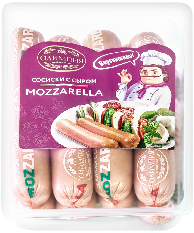 

Сосиски Олимпия с сыром Mozzarella вареные 620 г