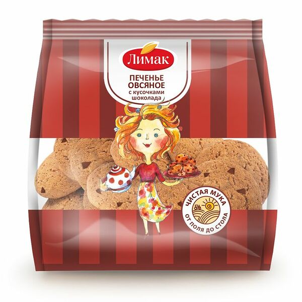 Печенье Лимак овсяное с кусочками шоколада, 300г