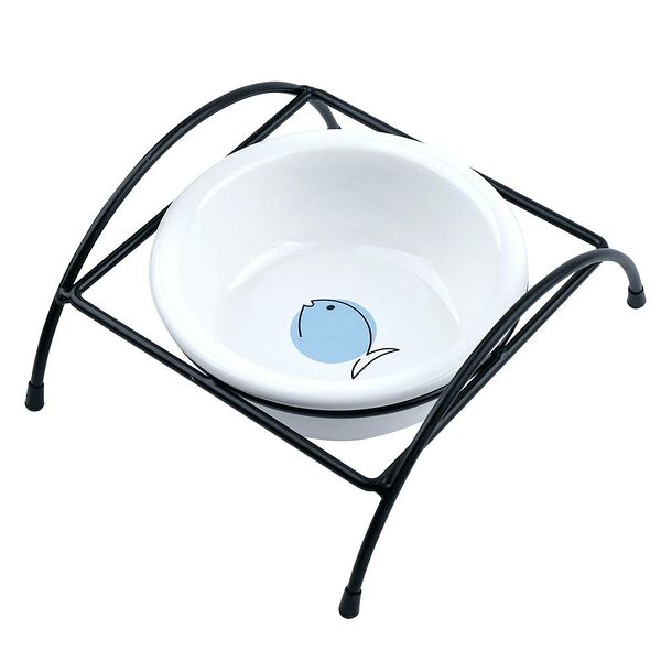 Миска для животных FOXIE Fish Bowl белая керамическая на подставке 14х14х5,5см