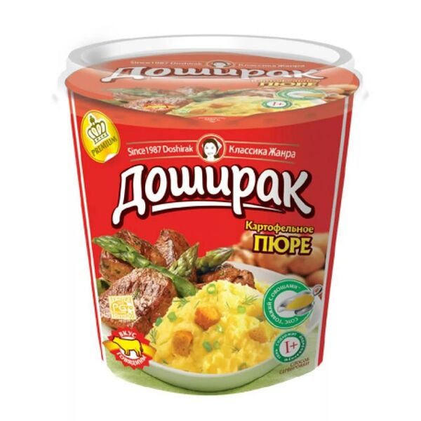 Пюре картофельное Доширак Premium со вкусом говядины с соусом и овощами 52 г