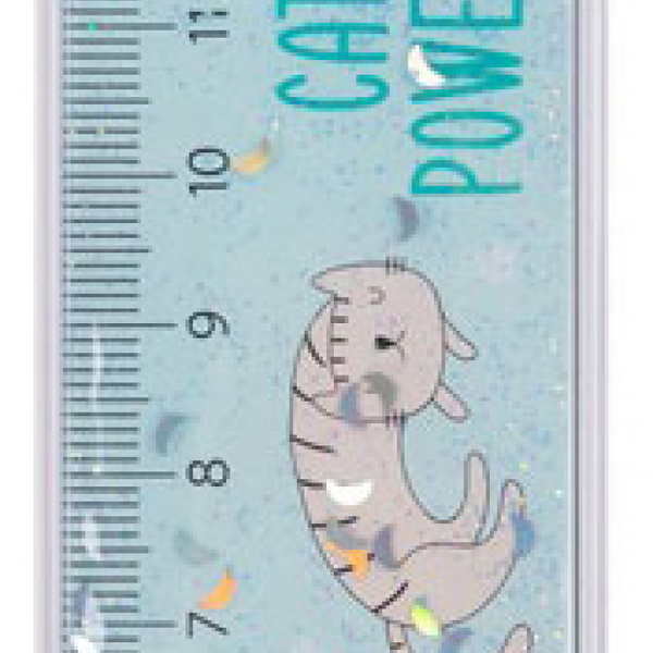 Линейка Meshu Right cat ПВХ с блестками гибкая, 15 см