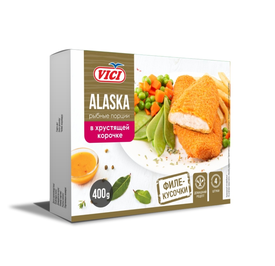 

Порции рыбные Vici "ALASKA" из рубленого филе в хрустящей корочке 400г, Россия