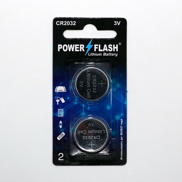 Батарейки «Power Flash» литиевые CR2032, 3V, 2 шт.