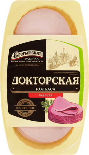 

Колбаса вареная КФ ЕГОРЬЕВСКАЯ Докторская высший сорт нарезка 300 г