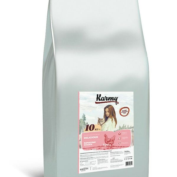 Karmy Delicious сухой корм для взрослых кошек привередливых в питании Лосось