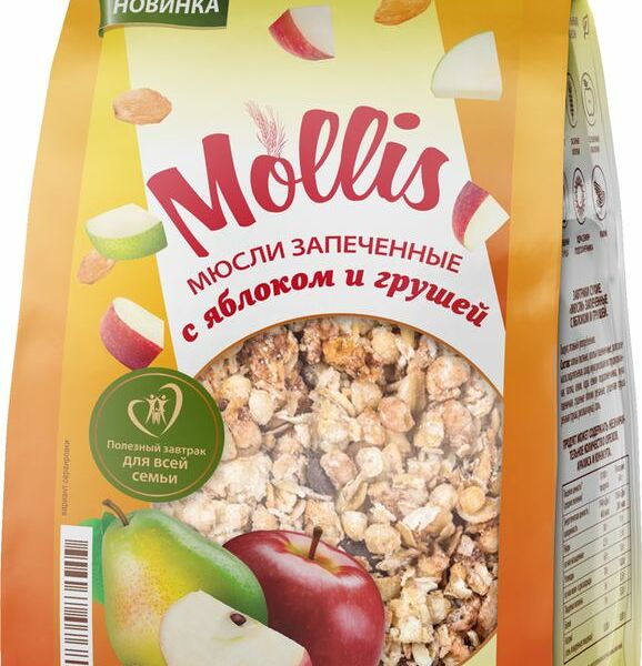 Мюсли Mollis запеченные с яблоком и грушей 300г