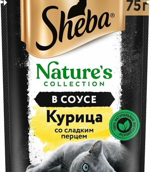 Корм влажный Sheba Курица со сладким перцем для взрослых кошек 75г