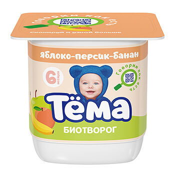 Биотворог Тема яблоко-персик-банан 4%, 95 г