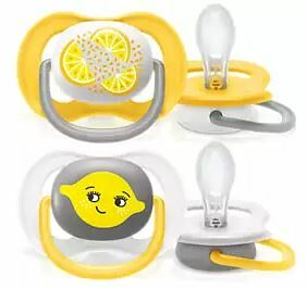 Пустышка силиконовая Ultra Air декор Лимон/Апельсин 6-18 мес уп 2шт