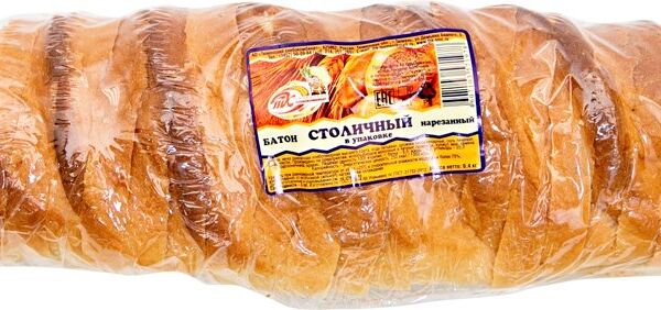 Батон Тюменский хлебокомбинат столичный нарезанный пшеничный высший сорт