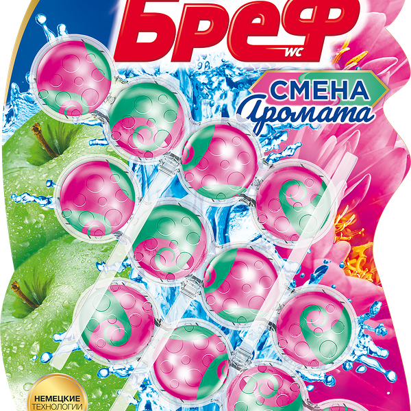 Подвесной туалетный блок Bref Perfume Switch цветущая яблоня лотос, 3 шт