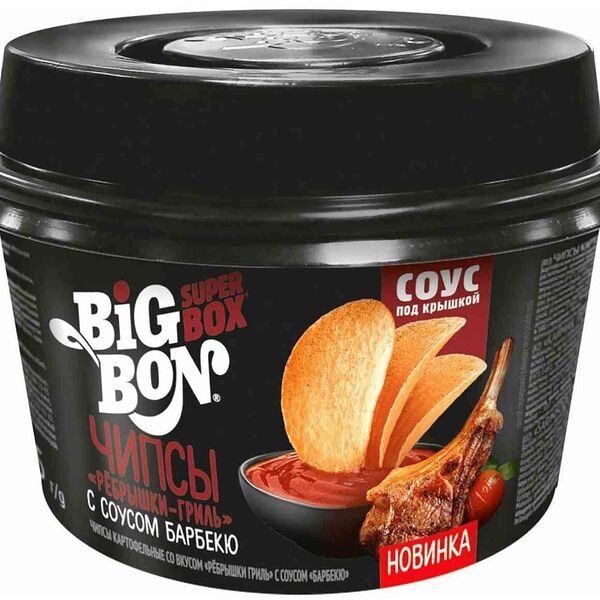 Чипсы Big Bon картофельные Ребрышки гриль с соусом Барбекю
