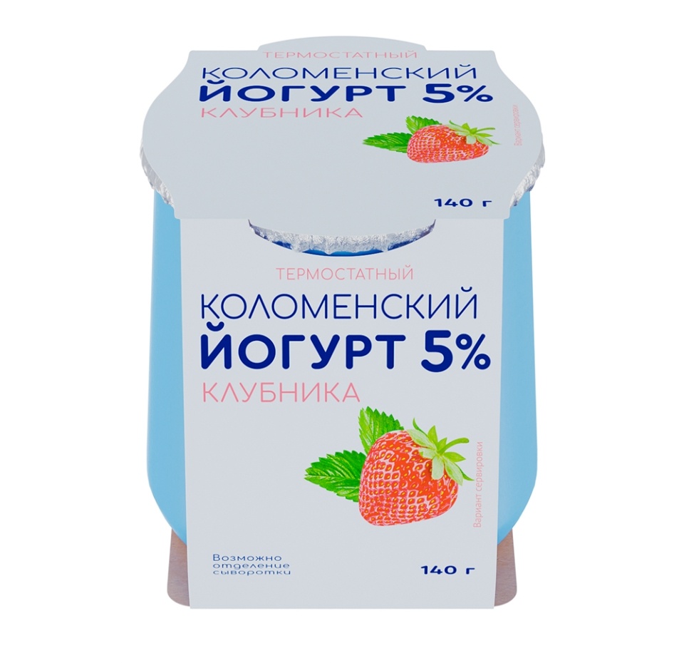 

Йогурт термостатный Коломенский Клубника 5% бзмж 140 г