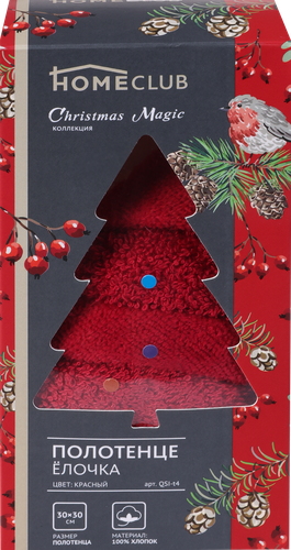 

Полотенце HOMECLUB Christmas Magic Елочка 30x30см, хлопок, Арт. QSI-t4