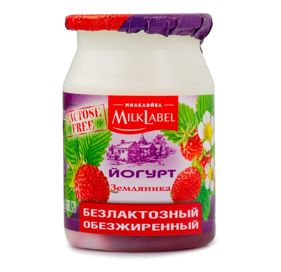 

Йогурт MilkLabel безлактозный обезжиренный с наполнителем земляника 0% 150 г