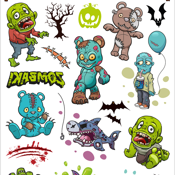 Наклейки-тату Зомбаки переводная 11х20см