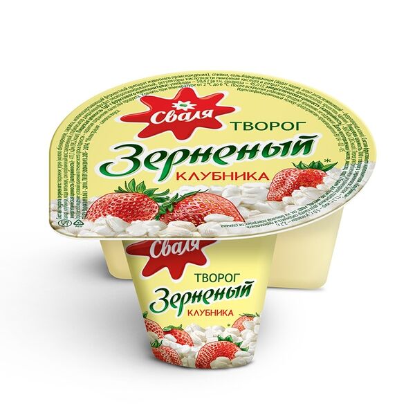 Творог зернёный Сваля Клубника 5%
