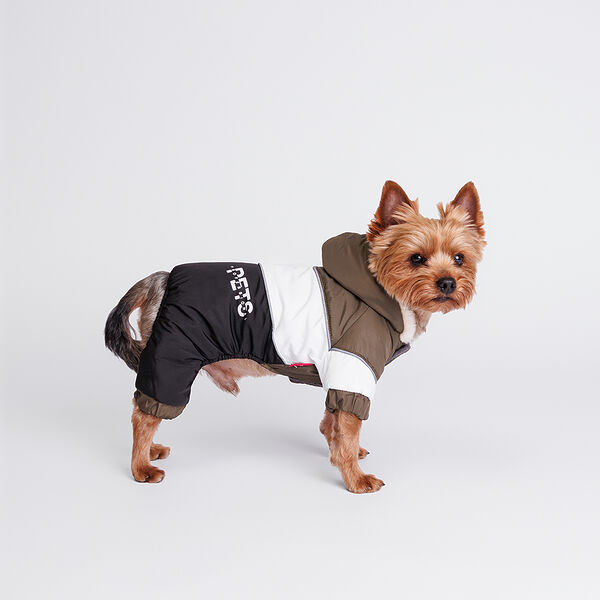 Комбинезон с капюшоном для собак, M, зелено-черный