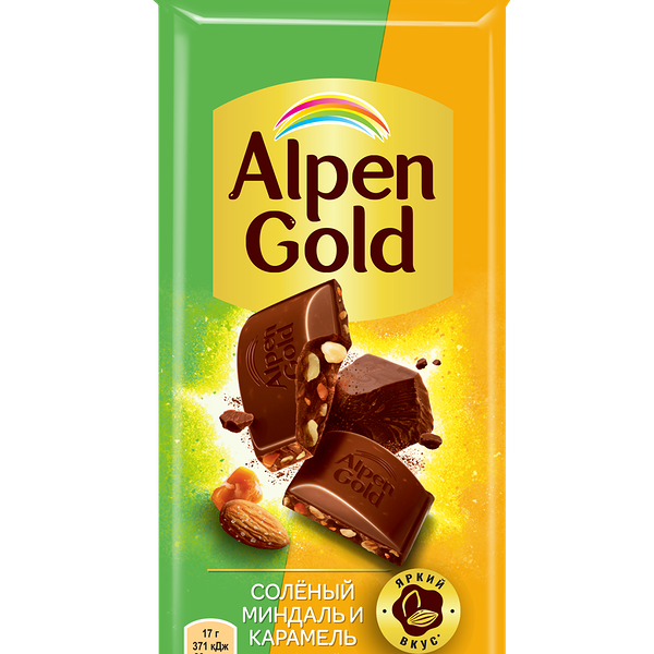 Шоколад молочный Alpen Gold Солёный миндаль и карамель