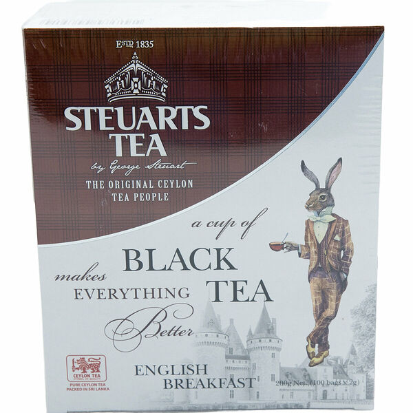 Чай черный пакетированный English breakfast Steuarts Tea, 100 пакетиков