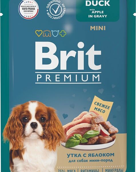 Влажный корм для собак Brit Premium для миниатюрных пород Утка с яблоком