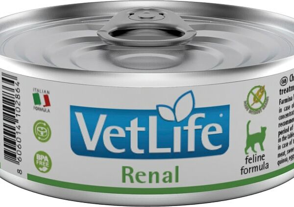 Влажный корм для кошек Vet Life Cat Renal диетический с курицей при болезни почек и почечной недостаточности 85г