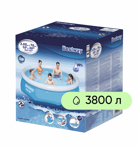 

Бассейн надувной Bestway Fast Set 3800 л 305x76 см, Арт. 57266