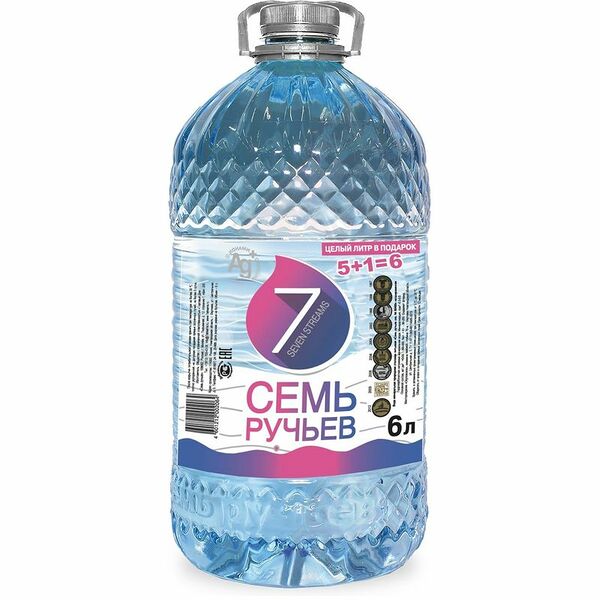 Вода Семь ручьев Окуловская минеральная негазированная, 6л