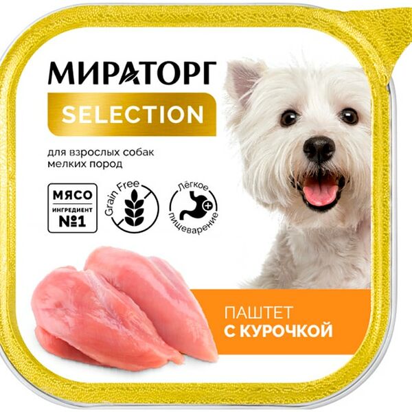 Влажный корм для собак Мираторг Паштет с курочкой 100г
