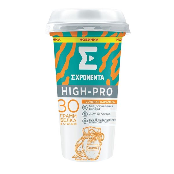 Напиток кисломолочный Exponenta High-Pro обезжиренный с высоким содержанием белка со вкусом соленая карамель 250г