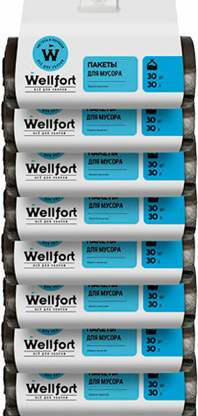 Пакеты для мусора Wellfort ПНД 10мкм 30л 30шт