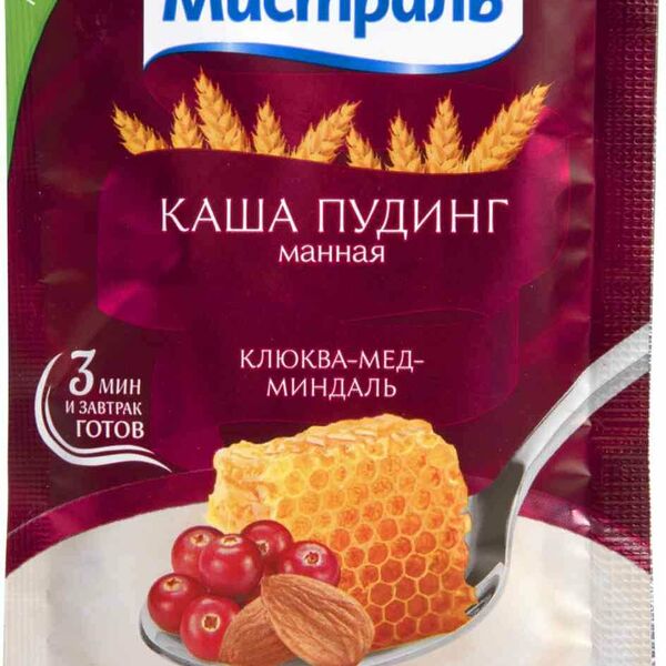 Каша пудинг манная Мистраль Клюква-мёд и миндаль