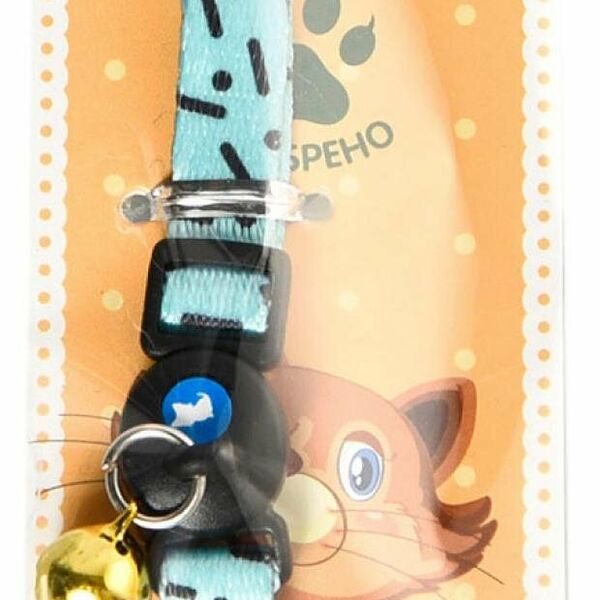 Ошейник для кошек HOMECAT с бубенчиком бирюзовый с рисунком 20 см - 30 см