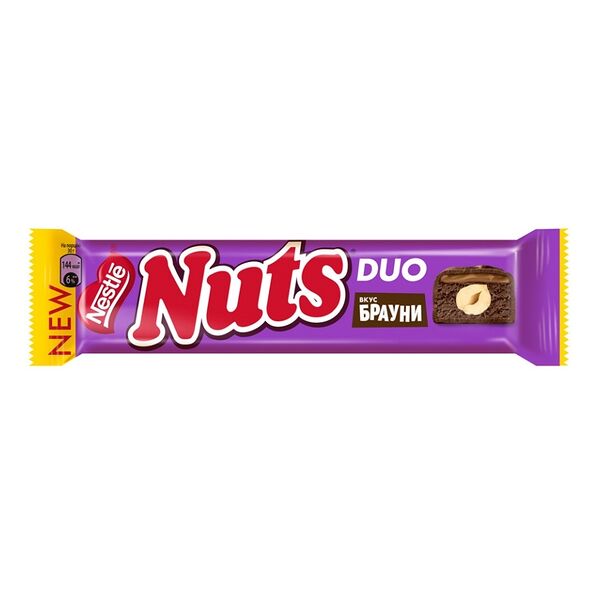 Батончик Nuts Duo шоколадный с фундуком брауни 60 г