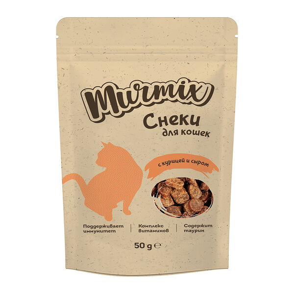 Лакомство для кошек, снеки с курицей и сыром