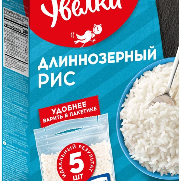 Рис длиннозёрный Увелка шлифованный, 5×80 г