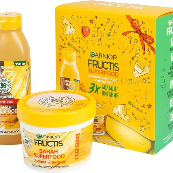 Подарочный набор Garnier Fructis Superfood Банан Шампунь Питание + Бальзам Экстра-питание