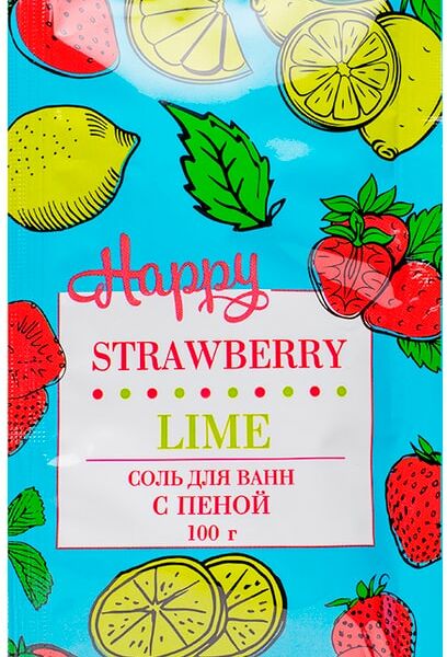 Соль для ванн с пеной Laboratory Katrin Happy Клубника и лайм 100г