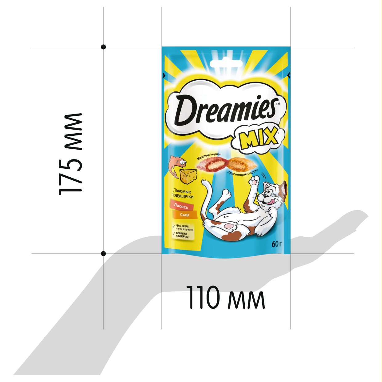 

Лакомство Dreamies Mix для взрослых кошек, с лососем и сыром 60 г