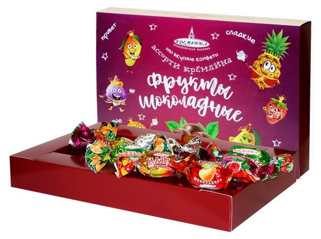 

Конфеты Кремлина Ассорти Фрукты шоколадные 500 г дизайн упаковки в ассортименте