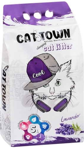

Наполнитель для кошачьего туалета CAT TOWN комкующийся с ароматом лаванды, 5л