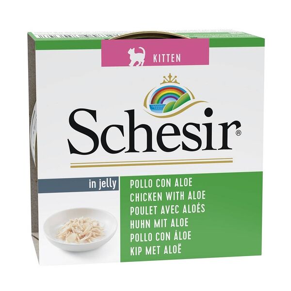 Schesir консервы для котят (кусочки в желе) Курица и алоэ