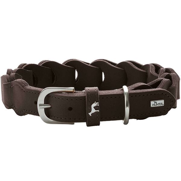 Hunter ошейник кожаный Solid Education Chain 34-42 см., Коричневый