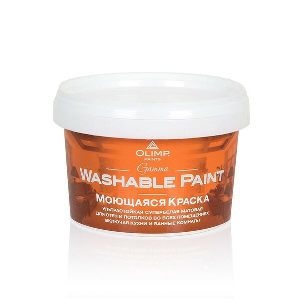 Краска моющаяся акриловая Olimp Gamma для всех типов помещений, 0.45 л, база С, ультрастойкая матовая